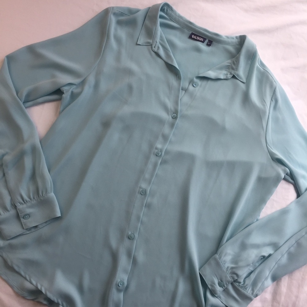TILDON Sheer Button-up Blouse
